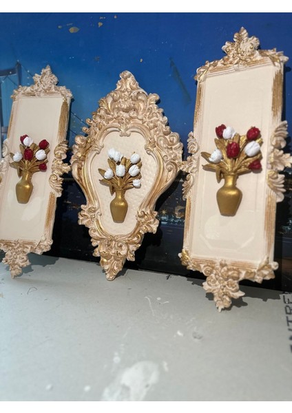 Çiçekli Tablo 3lü Set 45CM fiyatları