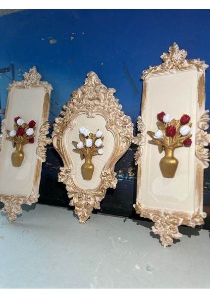 Çiçekli Tablo 3lü Set 45CM modelleri