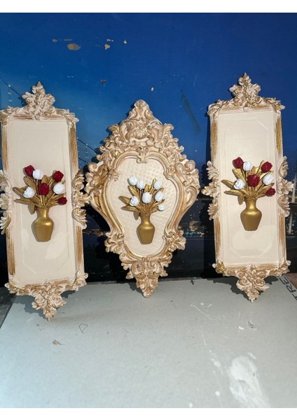 Çiçekli Tablo 3lü Set 45CM