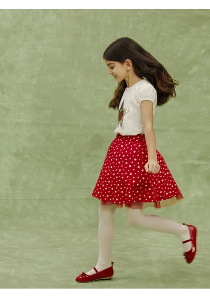Lcw Kids Kirmizi Beli Lastikli Baskılı Kız Çocuk Etek modelleri