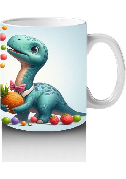 Çocuklara Sütü Sevdiren Meyve Tutan Sevimli Dinozor Desenli Kupa Bardak modelleri