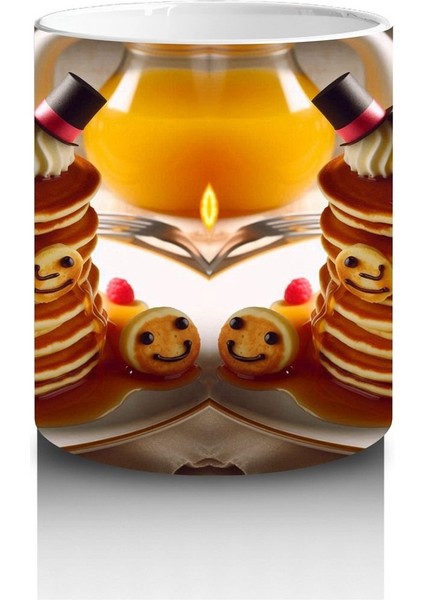 Çocuklara Sütü Sevdiren Şapkalı Gülümseyen Pancake Desenli Kupa Bardak fiyatları