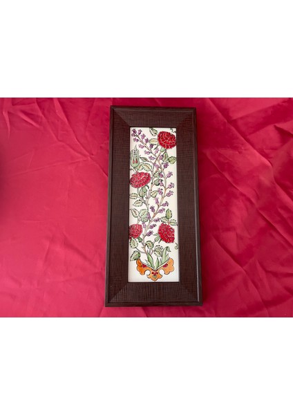 Klasik Desenli El Yapımı Çini Tablo 16x36 cm Çerçeveli