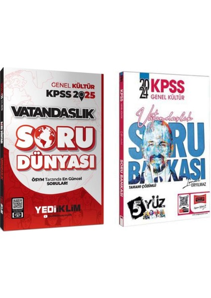 2025 KPSS Genel Kültür Bumerang Vatandaşlık Tamamı Çözümlü Soru Bankası ve Yargı Yayınları 2024 KPSS Genel Kültür 5Yüz Vatandaşlık Tamamı Çözümlü Soru Bankası