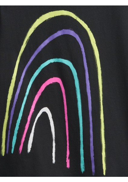 Kız Çocuk Siyah Grafik Baskılı T-Shirt fiyatları