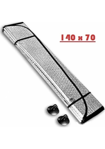 Araba Ön Cam Güneşliği Balonlu Metalize Parlak Katlanabilir Oto Güneşliği 140X70 cm