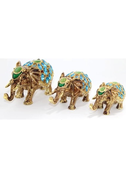 Swarovski Taşlı 3'lü Fil Figürü Model 2