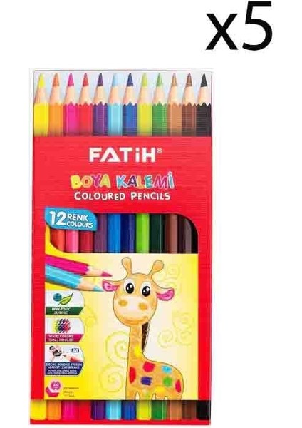 Kuru Boya 12 Renk Tam Boy 5 Adet