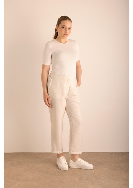 Beli Lastikli Viscon Keten Pantolon