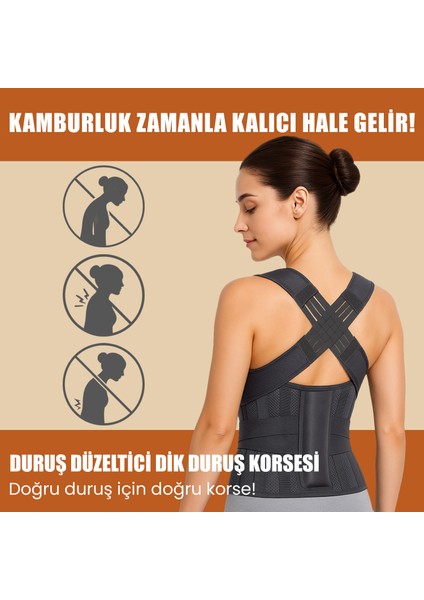 Dik Duruş Korsesi Balen Destekli Sırt Korsesi Kolonlu Bel Destek Korsesi Dik Durma Korsesi Siyah modelleri