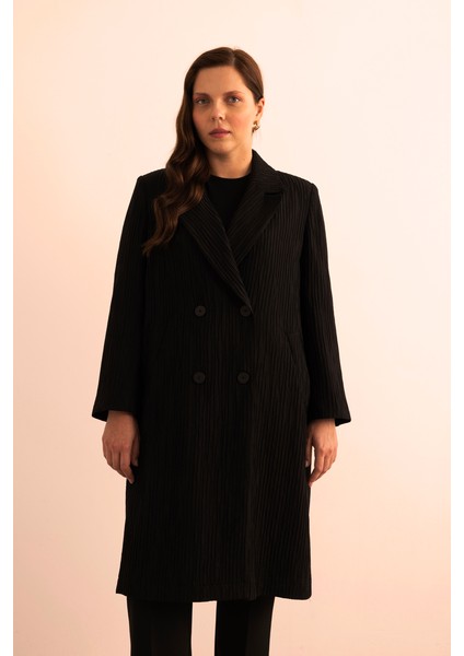 Çizgi Dokulu Tencel Rayon Kumaş Trençkot