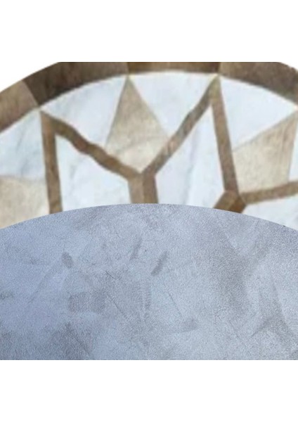 %100 Doğal Dana Derisi Kaymaz Taban Premium Yuvarlak Patchwork Halı - Kahverengi Beyaz fiyatları