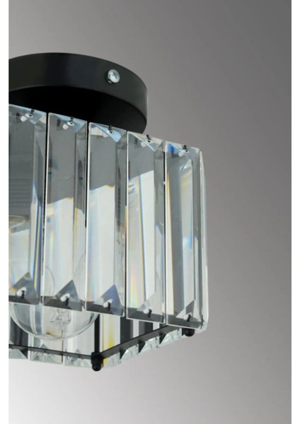 Plafonyer Tavan Siyah K-10 Kristal Taşlı Avize