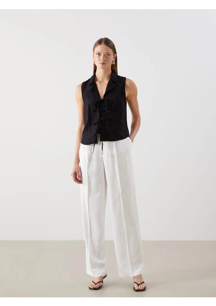 Lcw Vision Keten Karışımlı Bağlama Detaylı Kadın Yelek (S5) fiyatları