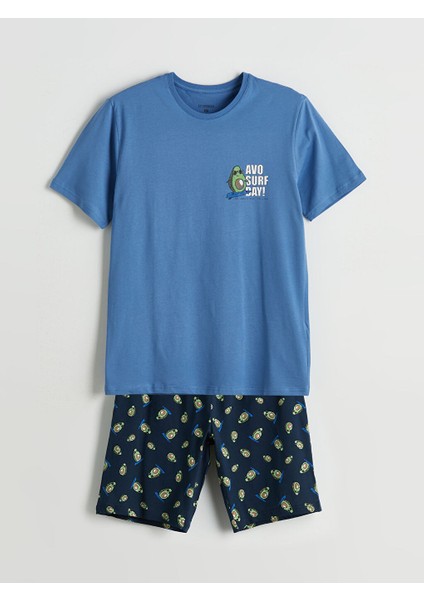 Yeni Sezon Standart Kalip Erkek Sortlu Pijama Takimi - S5LS92Z8