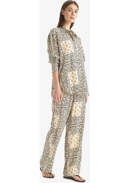 Yeni Sezon Regular Fit Şal Desenli Viskon Plaj Pantolonu-Fall In Love fiyatları