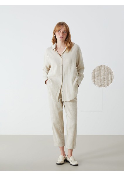 Yeni Sezon Beli Lastikli Duz Muslin Kadin Pantolon - S52601Z8