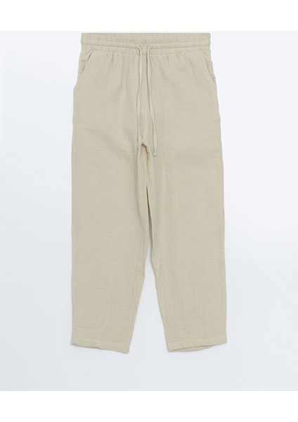 Yeni Sezon Beli Lastikli Duz Muslin Kadin Pantolon - S52601Z8 indirimleri