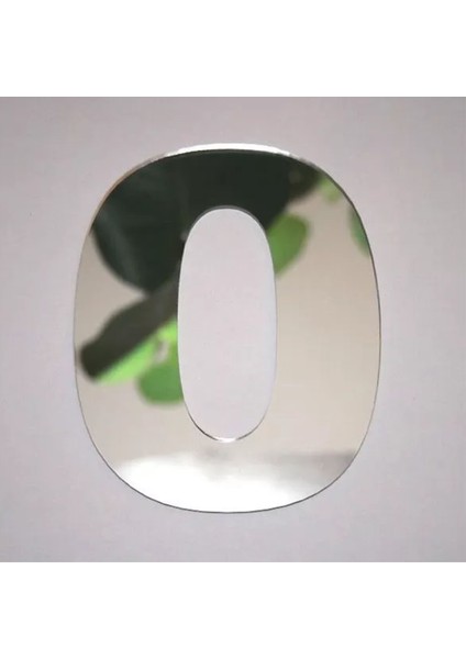 Daire Numarası 1 mm Gümüş Ayna Pleksi Yapışkanlı Ölçü 9x4 cm No- 0 Sıfır