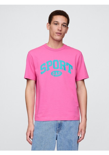 Erkek Pembe Gap Logo Sport Relaxed T-Shirt