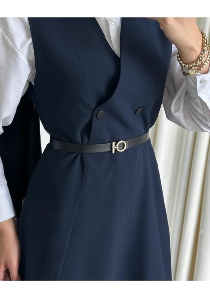 Kadın Çok Şık Düğmeli Uzun Lacivert Jile modelleri