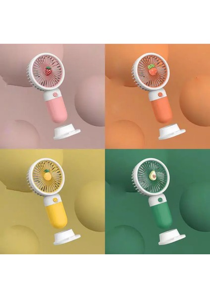 Çilek Figürlü Şarjlı El Fanı - Standlı Taşınabilir Şarj Edilebilir Soğutucu Mini Masa Fanı Pembe modelleri