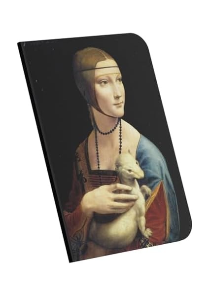 Lady With An Ermine, Da Vinci 1490, A4 Defter Vııı, Çizgisiz, Toplam 64 Sayfa, Tel Dikiş, Esnek Kapak, Oval Kenar, Tuval Doku, 60 Gram, Sarı Krem Renk, 21X29,7X0,5CM
