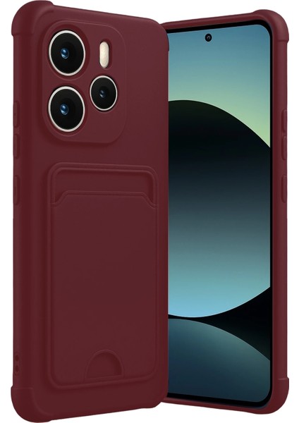 Xiaomi Redmi Note 14 4g Kılıf Kamera ve Köşe Korumalı Kartlıklı Cüzdanlı Yumuşak Silikon Kapak
