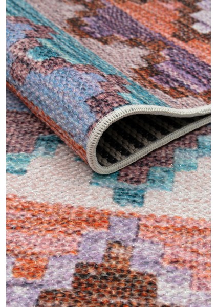 Satürn Dijital Baskılı Halı Makinede Yıkanabilir Dokuma Şönil Kilim Etnik Eskitme Desen Vintage Ev Oda Koridor Halısı