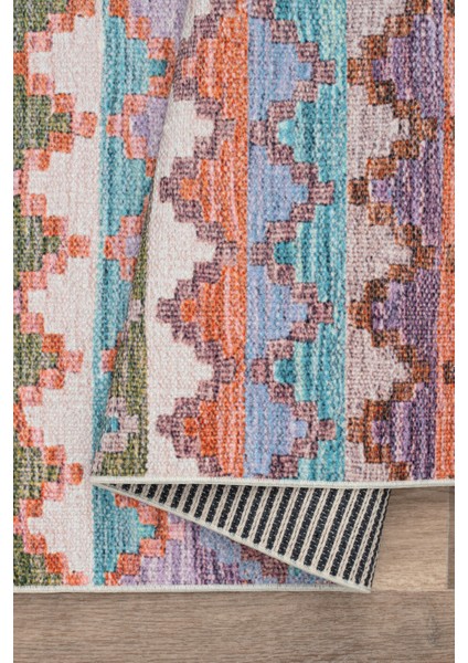 Satürn Dijital Baskılı Halı Makinede Yıkanabilir Dokuma Şönil Kilim Etnik Eskitme Desen Vintage Ev Oda Koridor Halısı