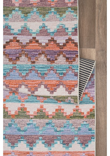 Satürn Dijital Baskılı Halı Makinede Yıkanabilir Dokuma Şönil Kilim Etnik Eskitme Desen Vintage Ev Oda Koridor Halısı