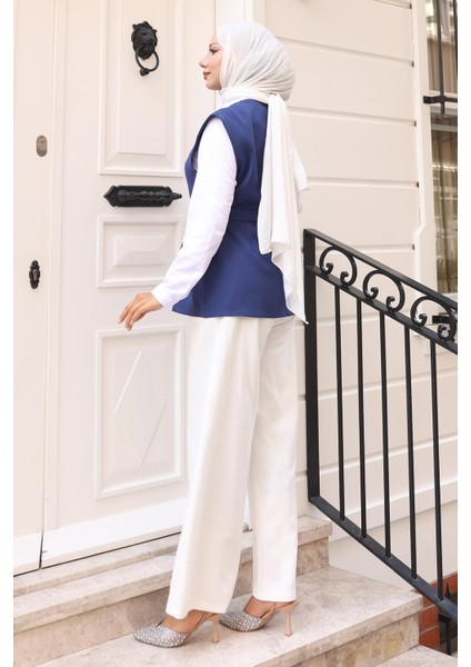 V Yaka Yelekli Takım Indigo 19254 fırsatları