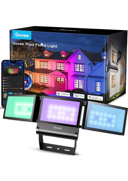 Triade Rgbıc LED Projektör 4500 Lm, IP66, Akıllı Dış Mekan Işığı, Alexa & Matter Uyumlu