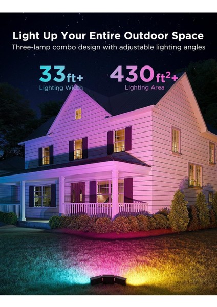 Triade Rgbıc LED Projektör 4500 Lm, IP66, Akıllı Dış Mekan Işığı, Alexa & Matter Uyumlu