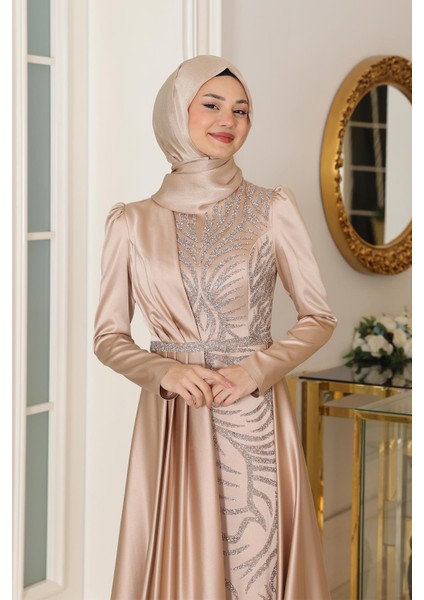 Mihrimah Abiye Elbise Gold SN96