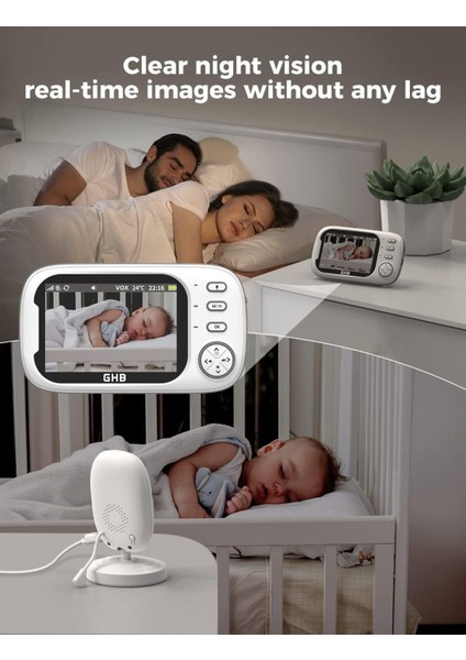 Bebek Monitörü Kamera, 3.5 Inç Video, Vox Modu, Gece Görüşlü, Interkom ve Ninniler fırsatları