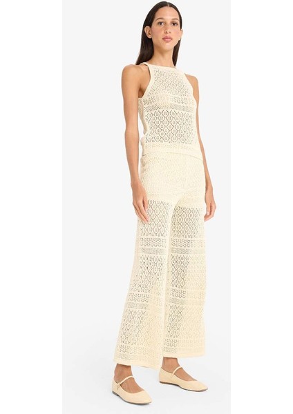 Yeni Sezon Wide Leg Geniş Paça Ajur Triko Pantolon fiyatları