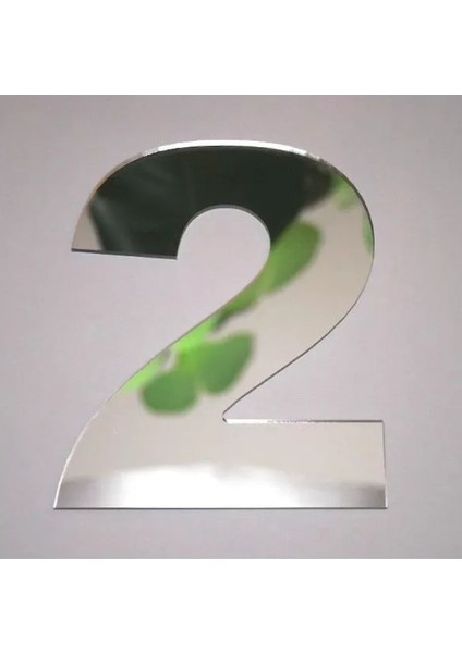 Daire Numarası 1 mm Gümüş Ayna Pleksi Yapışkanlı Ölçü 9x4 cm No- 2 Iki