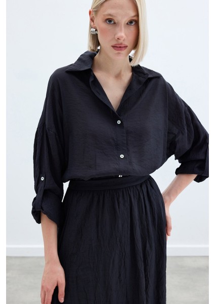 Kol Detaylı Salaş Gömlek - Antrasit modelleri