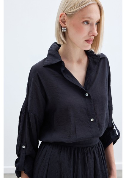 Kol Detaylı Salaş Gömlek - Antrasit fırsatları