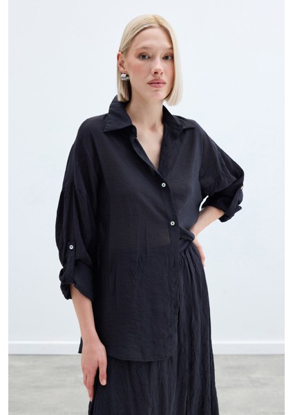 Kol Detaylı Salaş Gömlek - Antrasit indirimleri