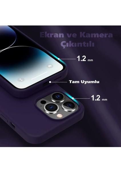 Iphone 14 Pro Max Için Kadife Kapak Içi Derin Mor Lansman Kılıf modelleri