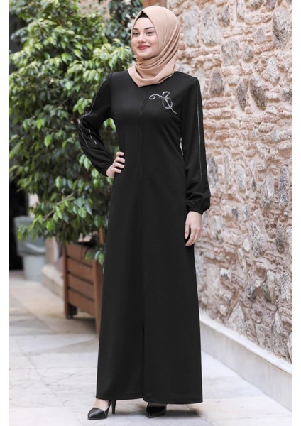 Hira Işlemeli Ferace Siyah SN56