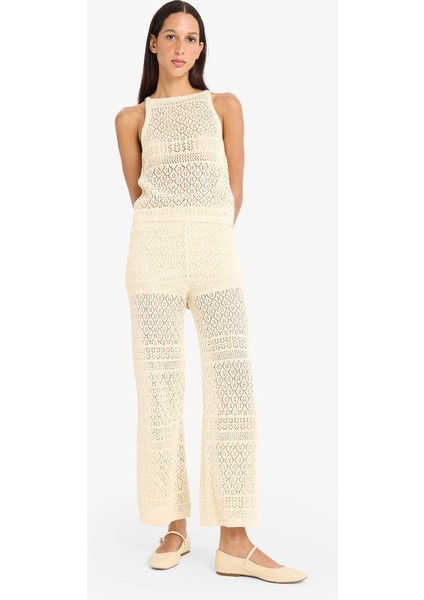 Yeni Sezon Wide Leg Geniş Paça Ajur Triko Pantolon fırsatları