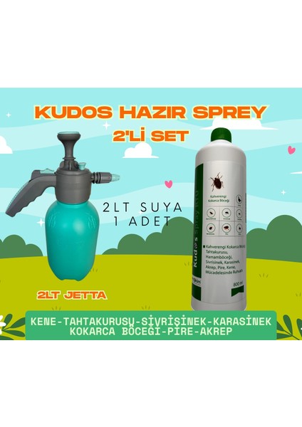 Jetta 2lt Ilaçlama Pompası+Kudos Spray (Kene- Sivrisinek- Hamamböceği- Tahtakurusu- Karasinek) 800ML