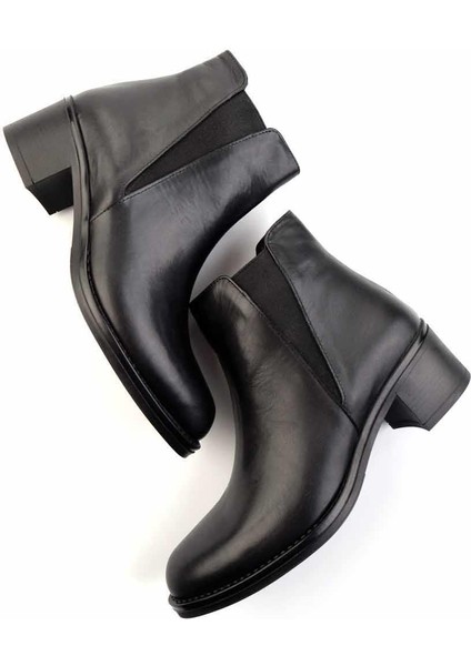 Siyah Leather Kadın Bot & Bootie K02028127203