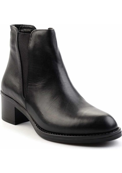 Siyah Leather Kadın Bot & Bootie K02028127203
