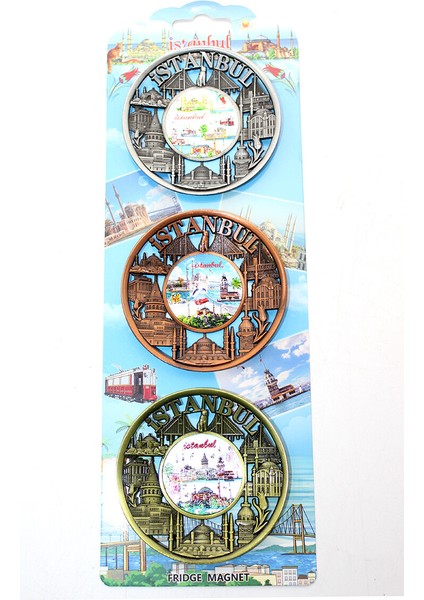 İstanbul Temalı Metal Magnet 3'lü Set Model 2