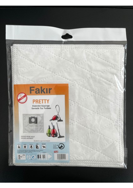 15 Adet Fakır Pretty Elektrikli Süpürge Sentetik Toz Torbası