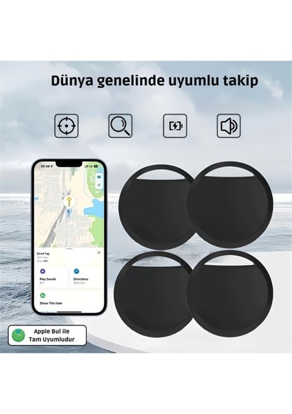 Smart Tag Mfı Sertifikalı Akıllı Takip Cihazı 4lü Paket Ios Apple Bul Uyumlu Airtag